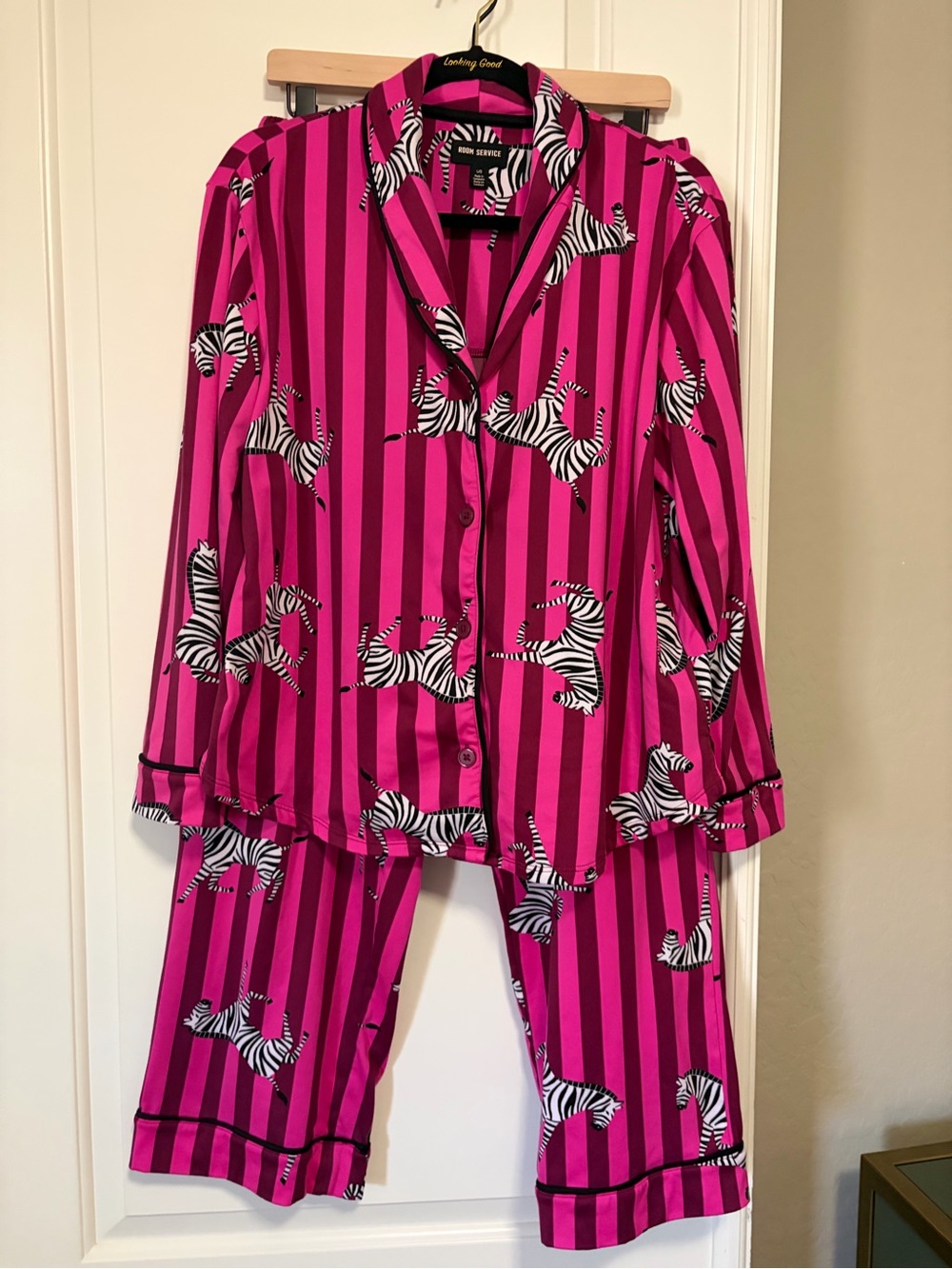 🦓🎀Cute & Cozy Zebra Print Hot Pink Stripes L/S Pants Pajama Set🎀🦓 - Picture 7 of 13